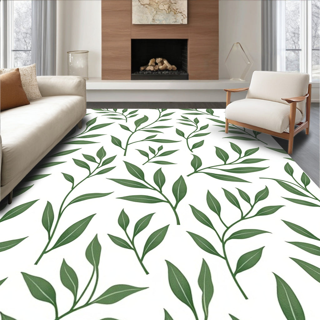 Botanical Leaf Pattern Design Rug