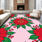 Vibrant Red Floral Berry Garland Rug