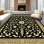 Ornate Floral Black Gold Rug