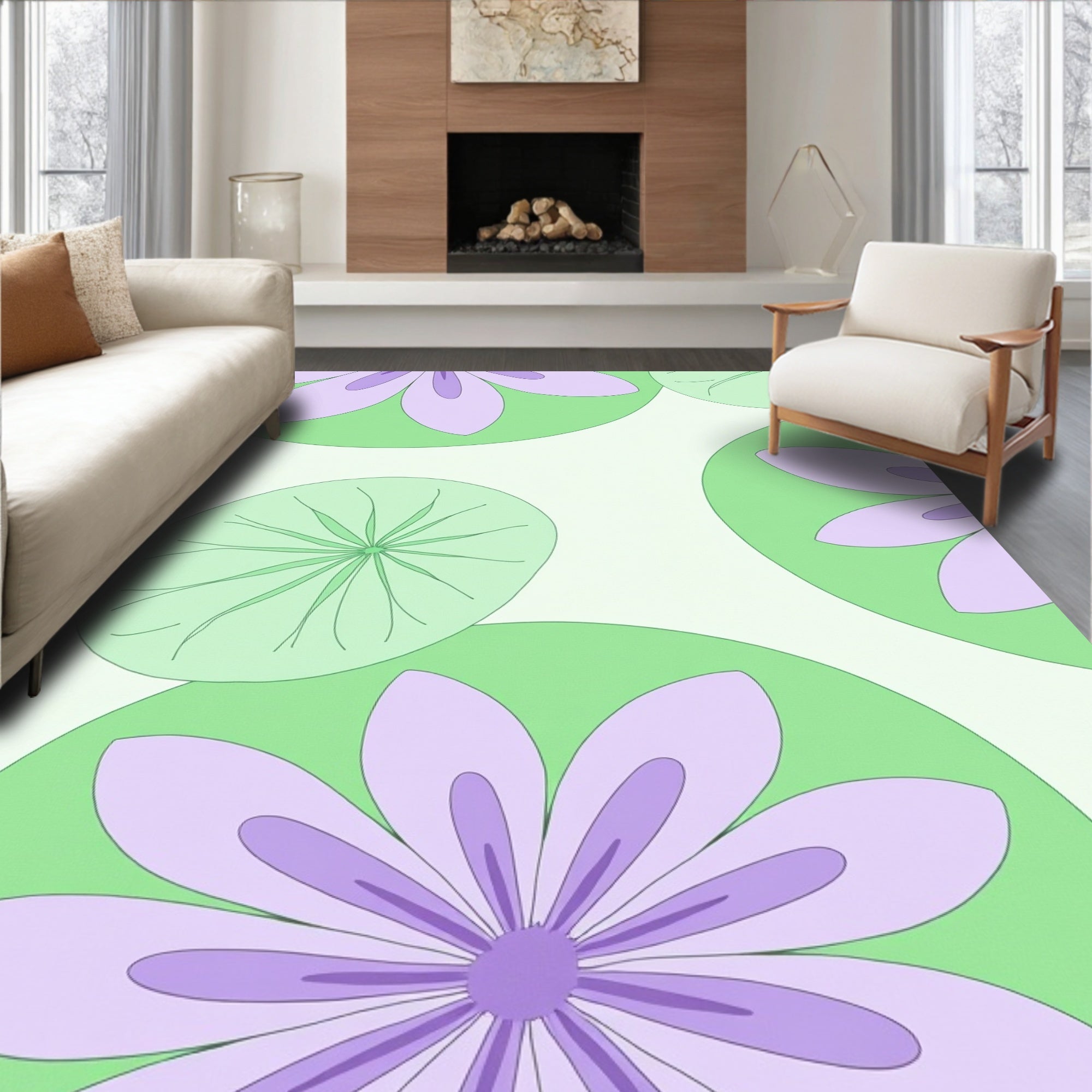Pastel Floral Abstract Pattern Rug