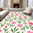 Pink And Green Flower Pattern Rug