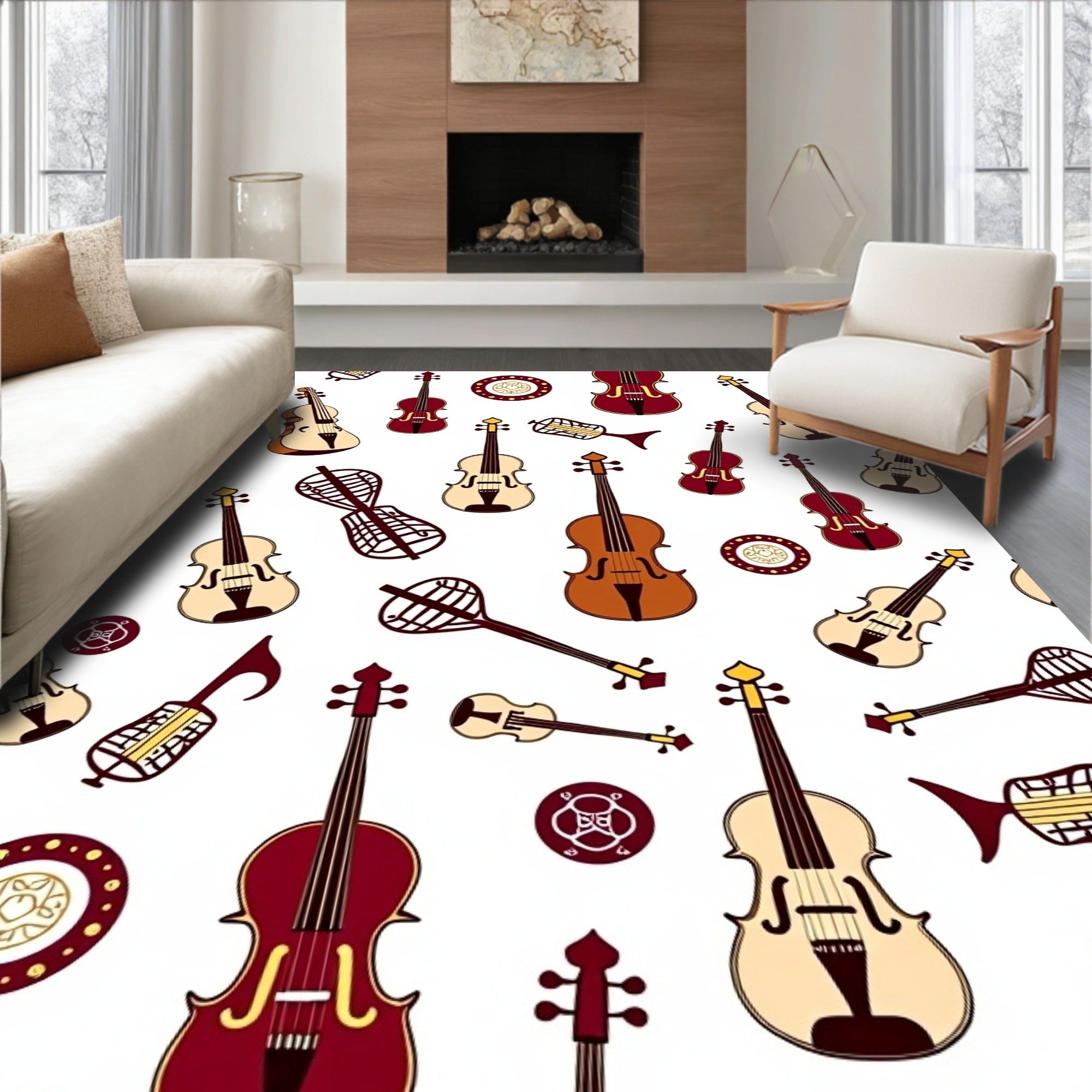 Musical Instrument String Art Design Rug