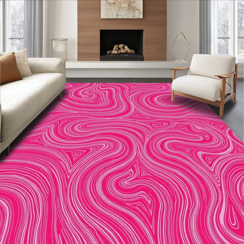 Vivid Pink Swirl Pattern Rug