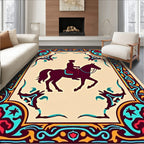 Ornate Horse Rider Pattern Rug