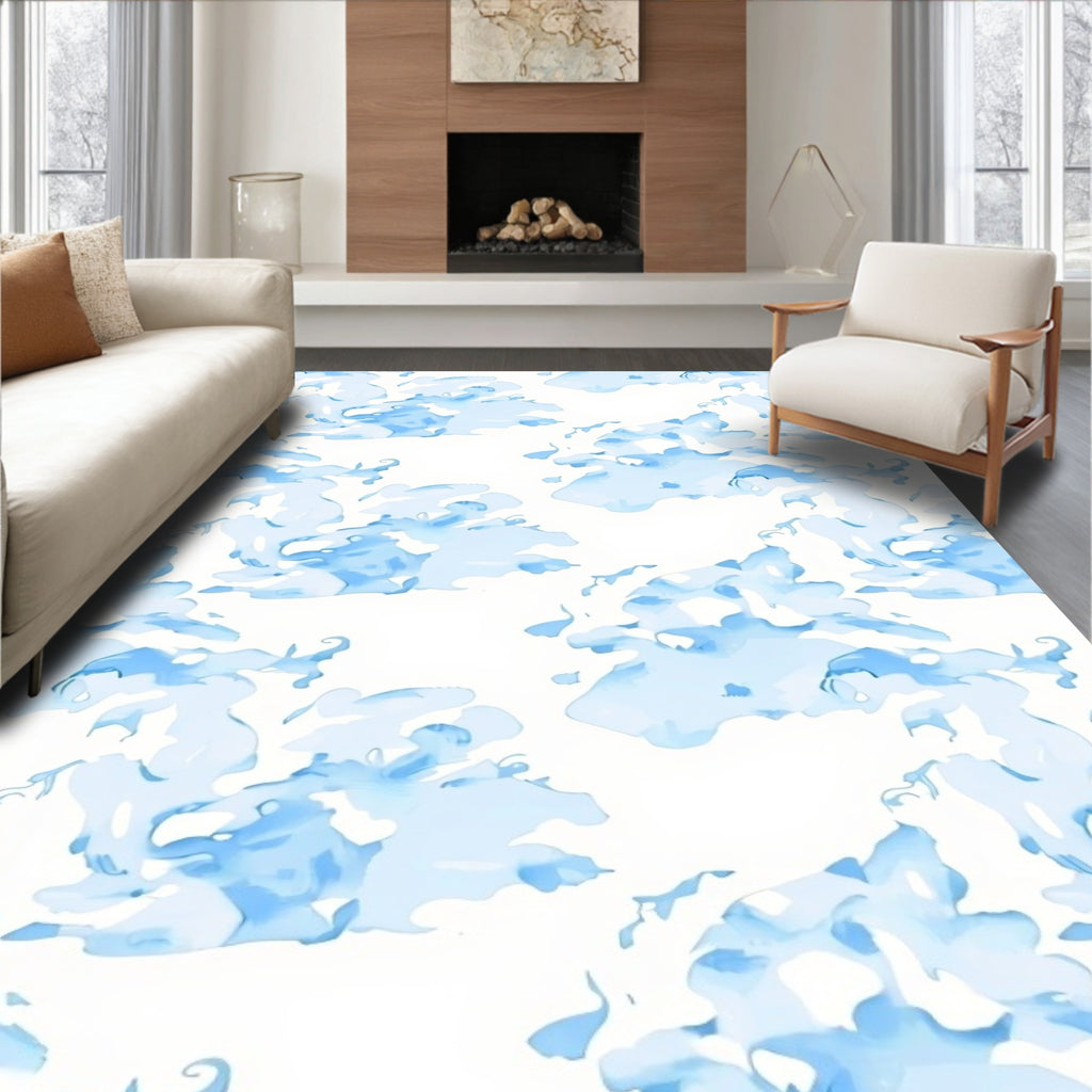 Abstract Blue Water Pattern Rug