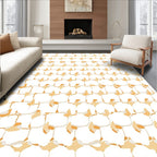 Abstract Ochre Honeycomb Pattern Rug