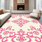 Pink Flourish Damask Pattern Rug