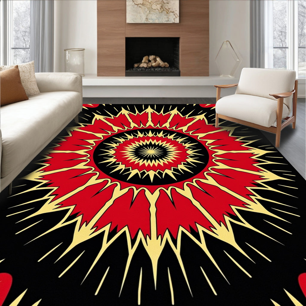 Radiant Sunburst Geometric Pattern Rug