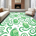 Green Swirls and Cabbage Pattern Rug