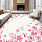 Pink Floral Botanical Pattern Rug