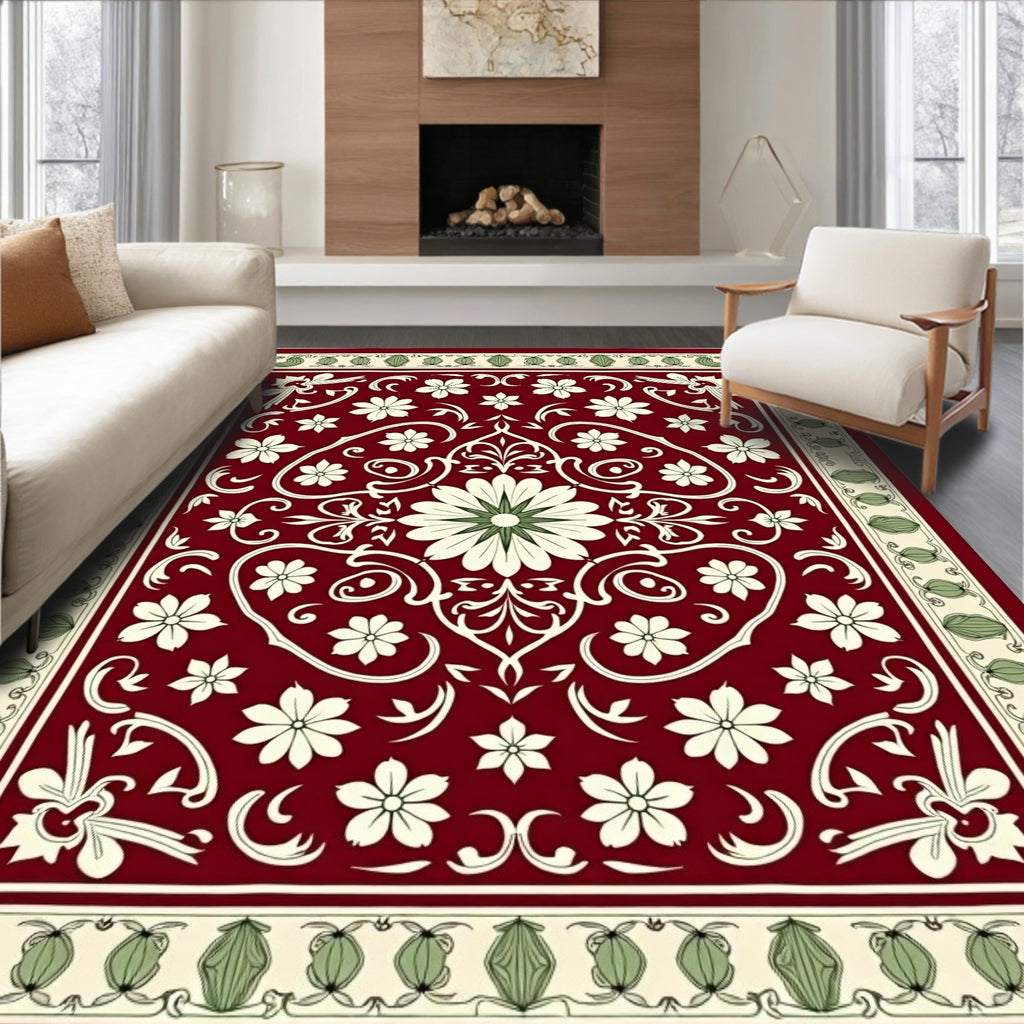 Ornate Floral Vine Inspired Medallion Rug