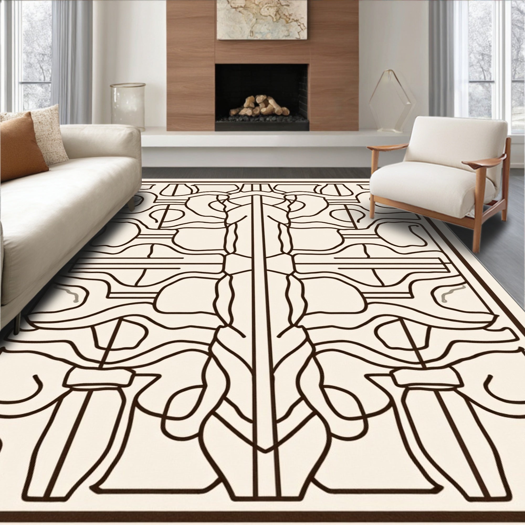 Abstract Outline Stylized Pattern Rug