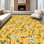 Yellow Floral Vines Pattern Rug