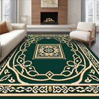 Elegant Cream Gold Floral Border Rug