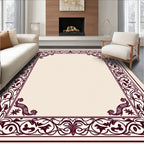 Elaborate Floral Scrollwork Border Rug
