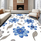 Blue Gray Floral Pattern Rug