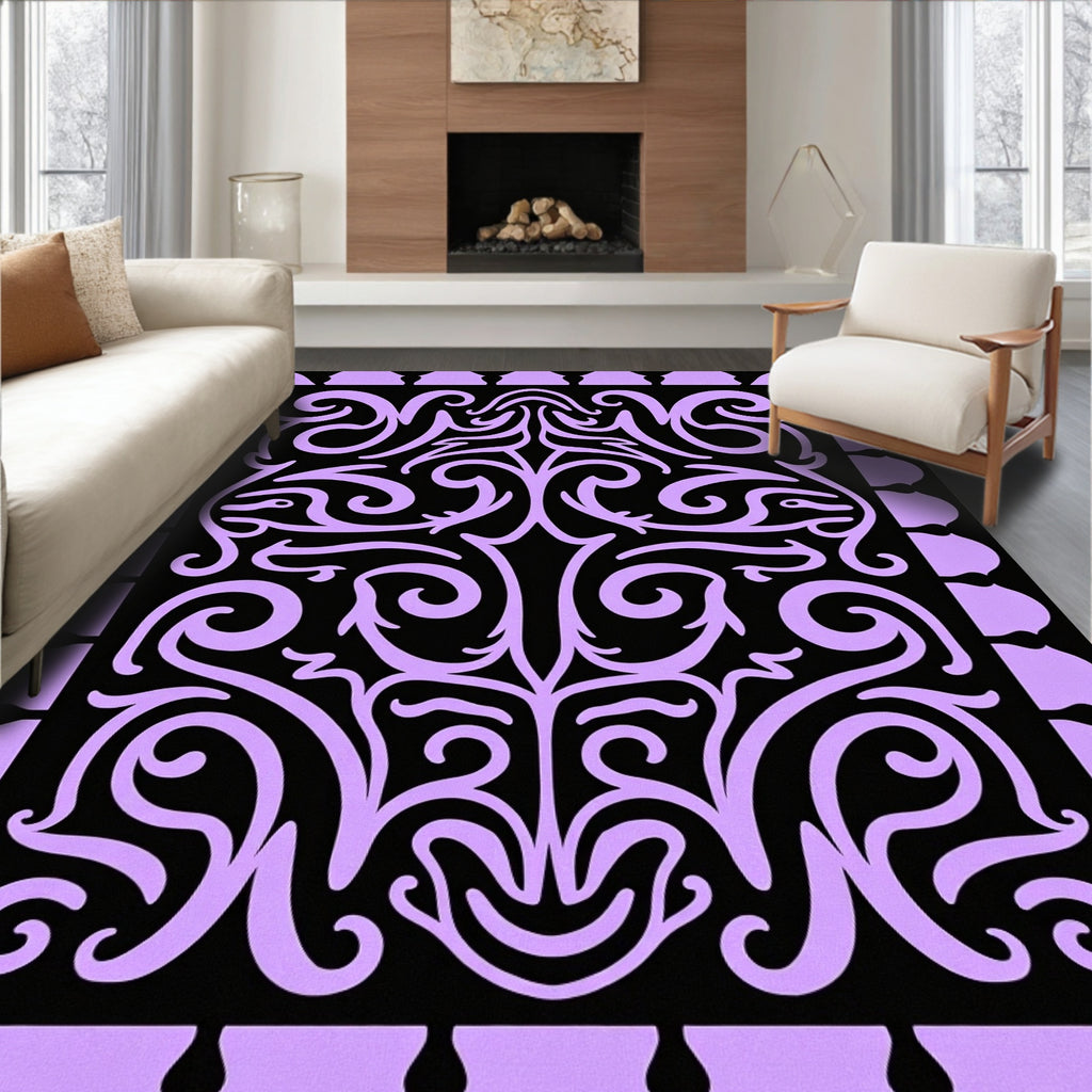 Lavendar Scrollwork Intricate Pattern Rug