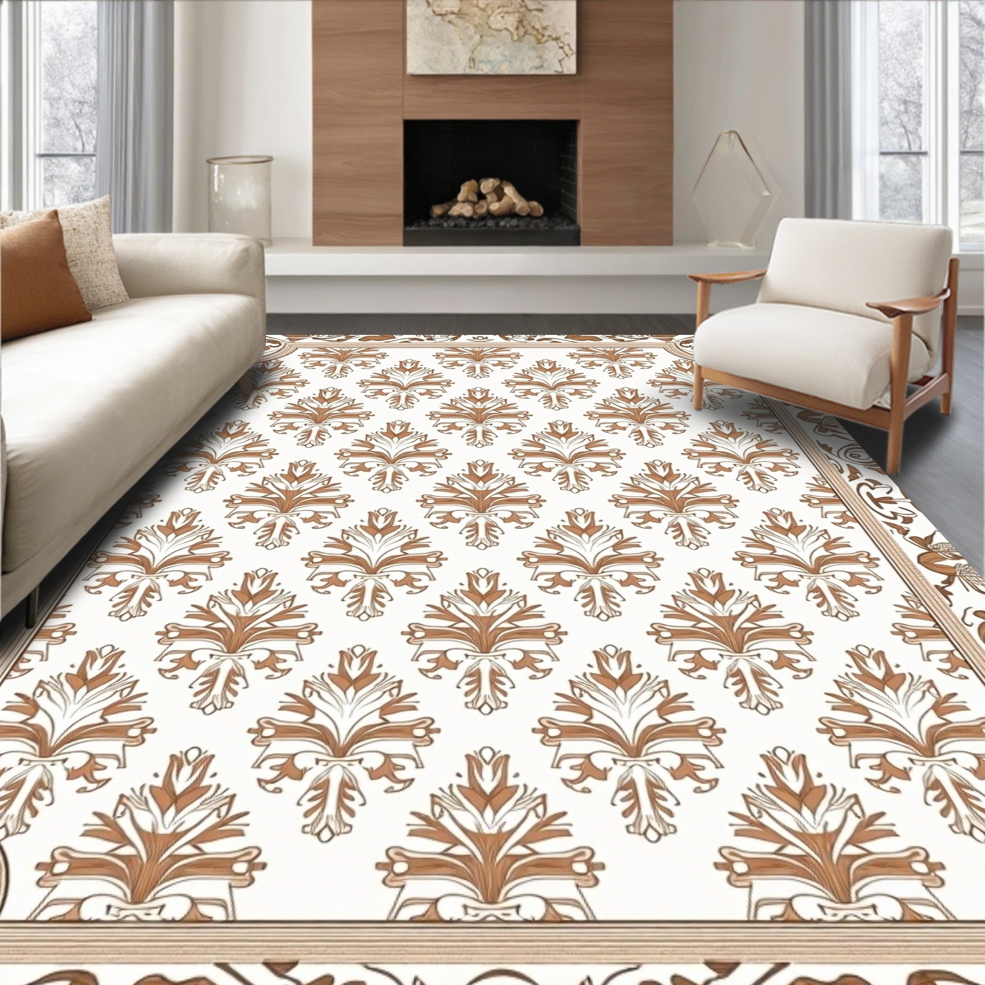 Classic Floral Damask Pattern Rug