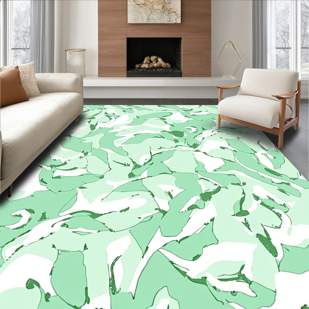 Abstract Organic Green Camouflage Design Rug