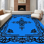 Ornate Black Floral Frame Rug