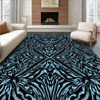 Abstract Light Blue Black Pattern Rug