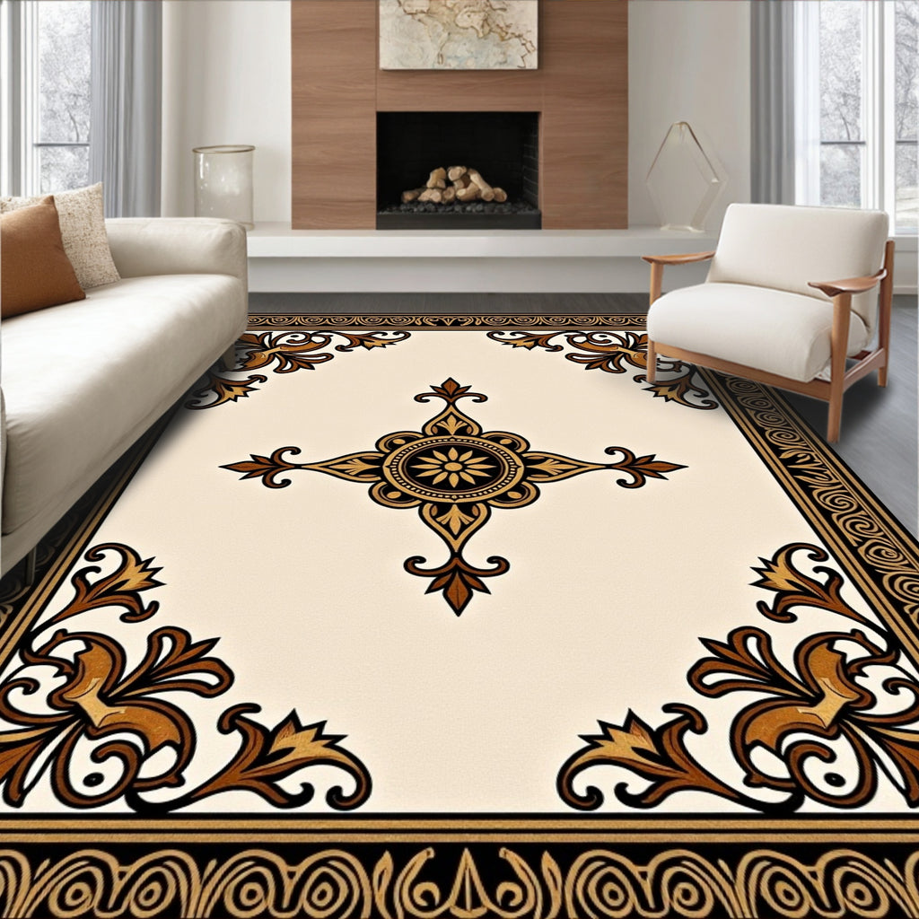 Antique Floral Border With Center Medallion Rug