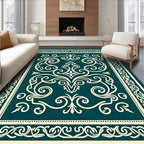 Elaborate Cream Swirl Decorative Rug
