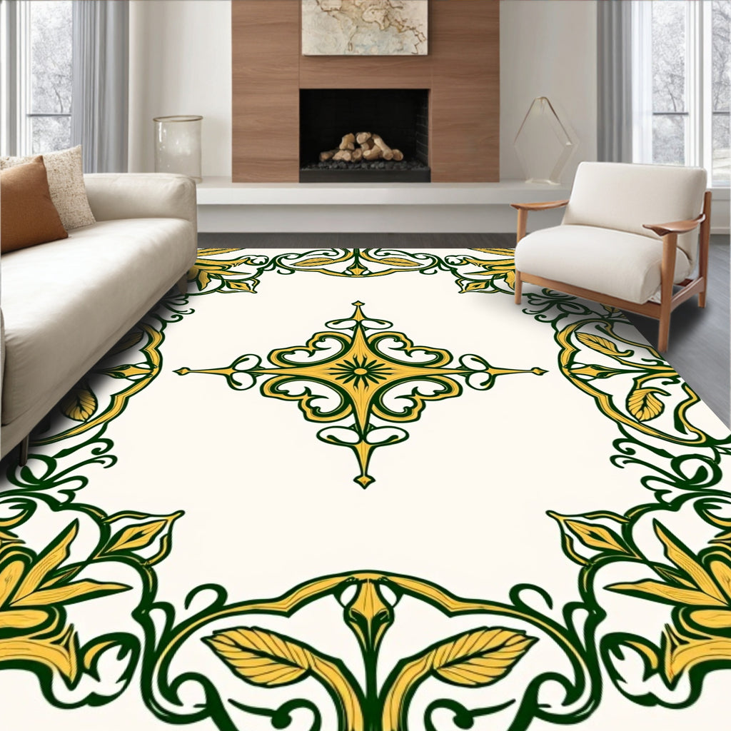 Ornate Floral Leaf Pattern Rug