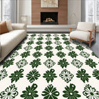 Dark Green Floral Pattern Repeats Rug