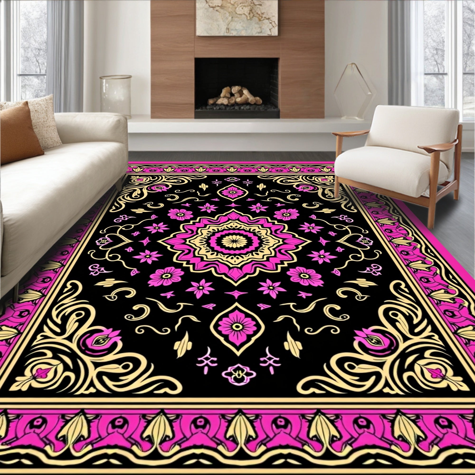 Ornate Floral Mandala Pattern Rug