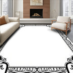Elegant Black And White Floral Design Rug