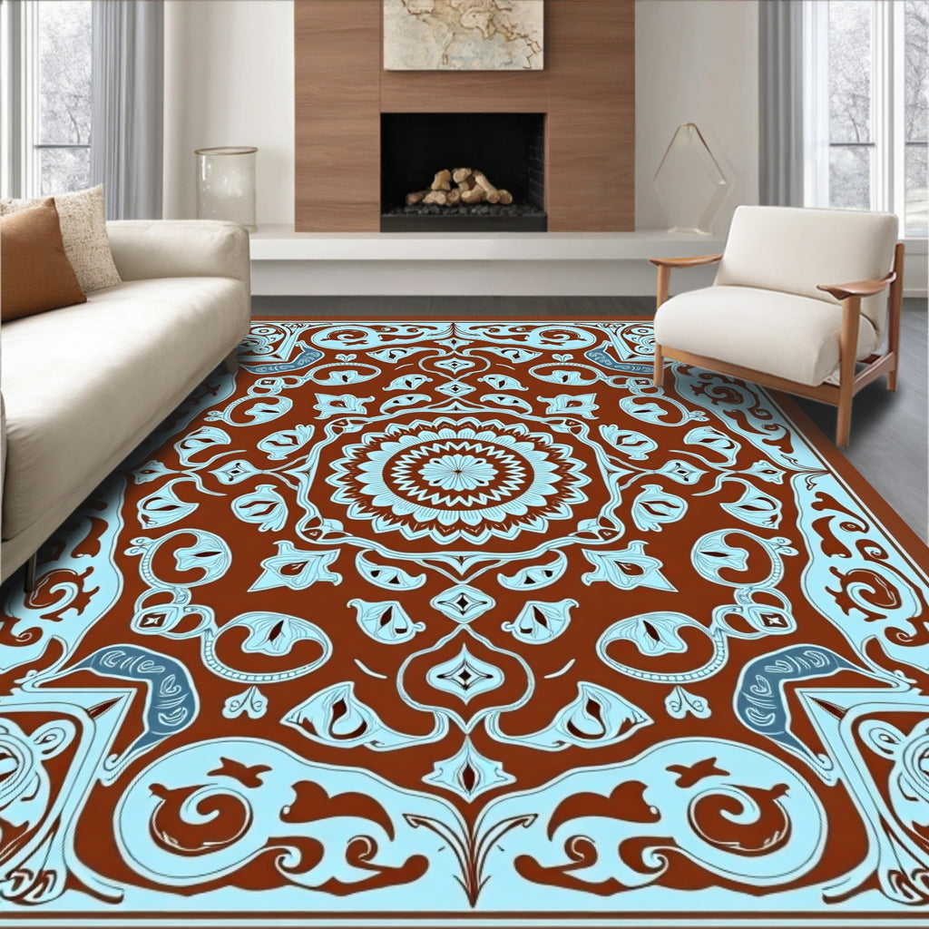 Intricate Floral Medallion Arabesque Pattern Rug