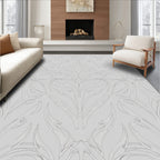 Elegant Light Grey Floral Pattern Rug