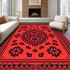 Bold Red Floral Medallion Design Rug