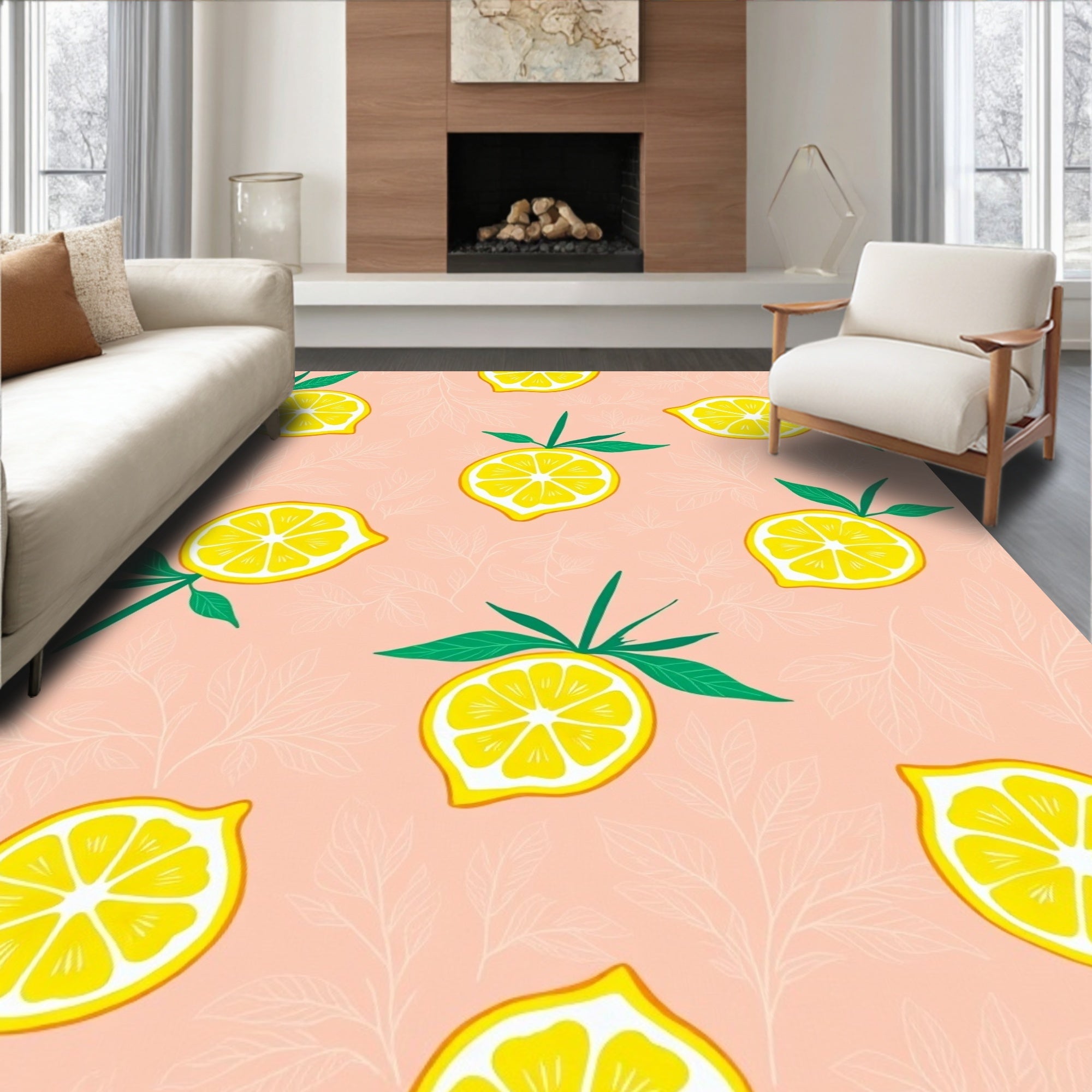 Citrus Fruit Leaf Pattern Rug