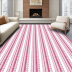Pink Stripe Modern Textured Design Rug