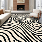 Organic Wavy Black Lines Pattern Rug