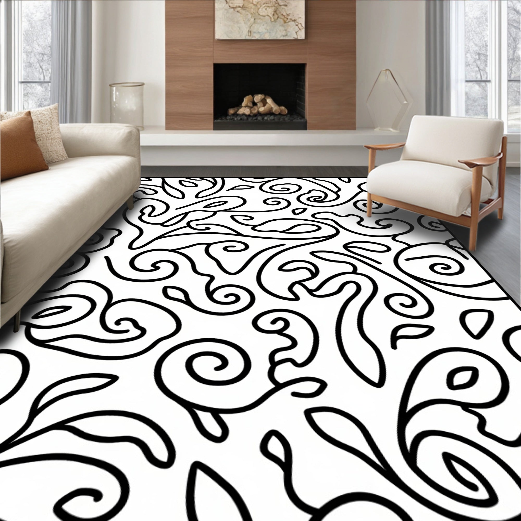 Organic Swirls Pattern Design Rug