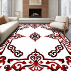Classic Red Black Paisley Pattern Rug