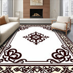 Elegant Dark Burgundy Floral Ornament Rug