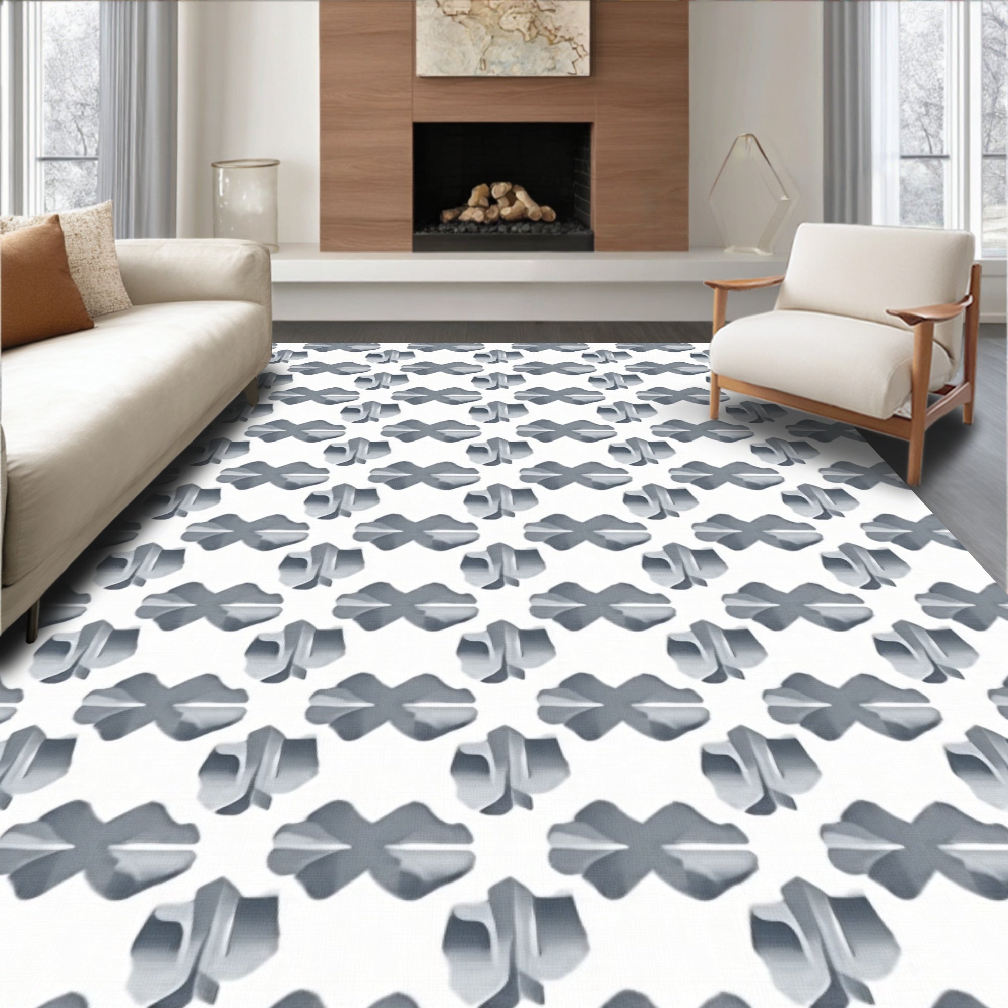 Modern Geometric 3D Cloud Pattern Rug