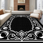 Mystical Celestial Crescent Floral Border Rug