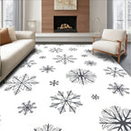 Winter Snowflakes Black White Rug