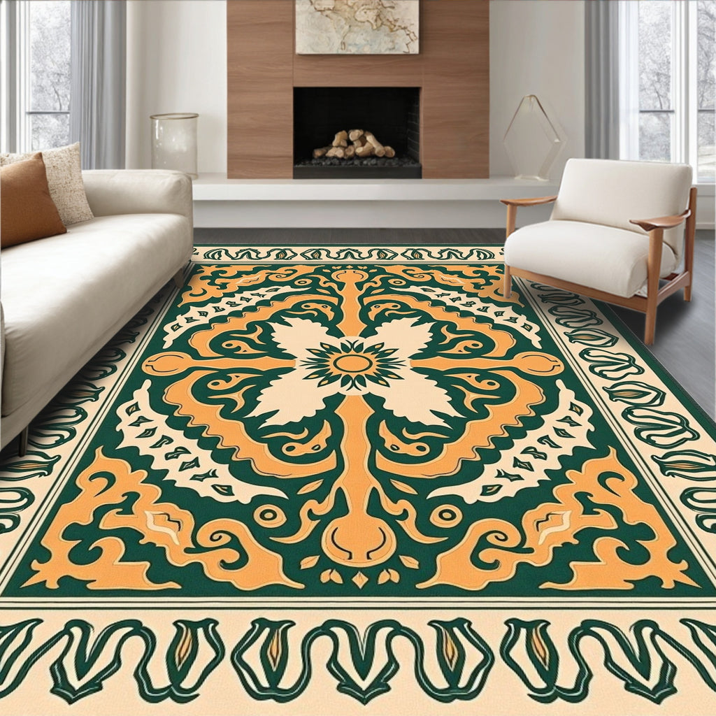 Ornate Floral Medallion Patterned Rug
