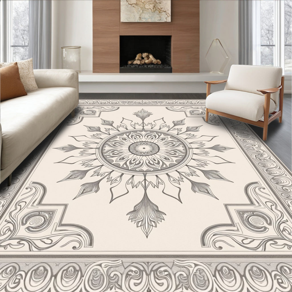 Intricate Floral Mandala Pattern Rug