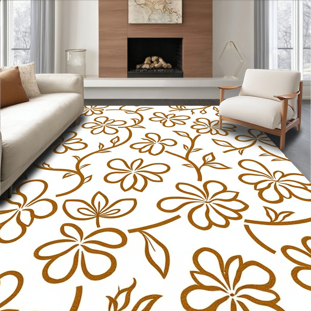 Copper Floral Vine Pattern Rug