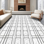 Linear Geometric Grid Pattern Rug