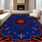 Bold Sunburst Floral Feather Design Rug