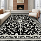 Classic Floral Scrollwork Square Pattern Rug