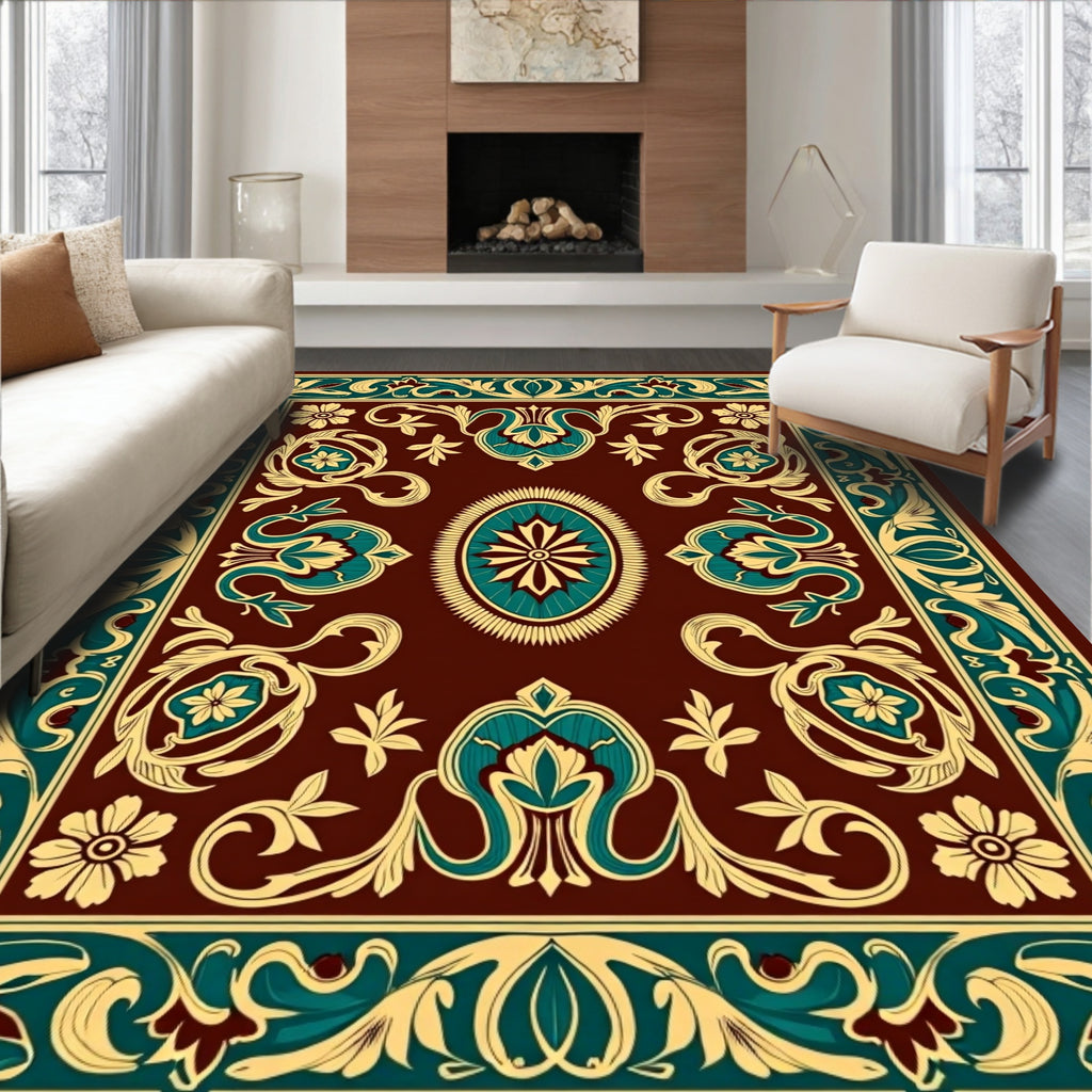 Ornate Floral Baroque Pattern Rug